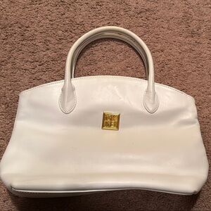 Giani Bernini White Satchel with Gold Hardware